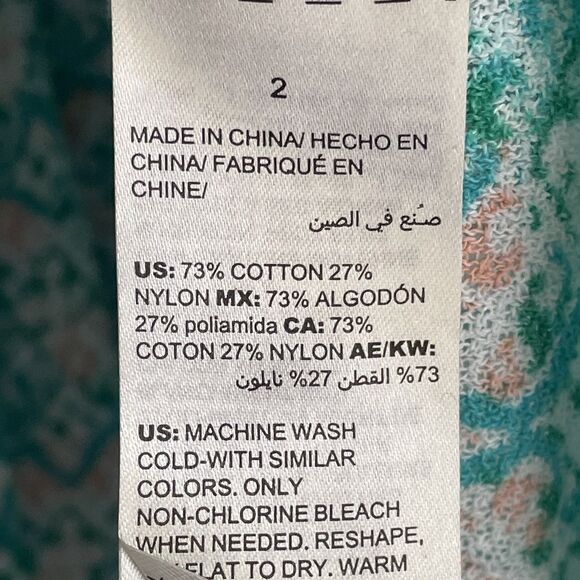 Chico's Open Front Cardigan Size 2 Large Green Colorful Coastal Beachy Artsy - Picture 8 of 12
